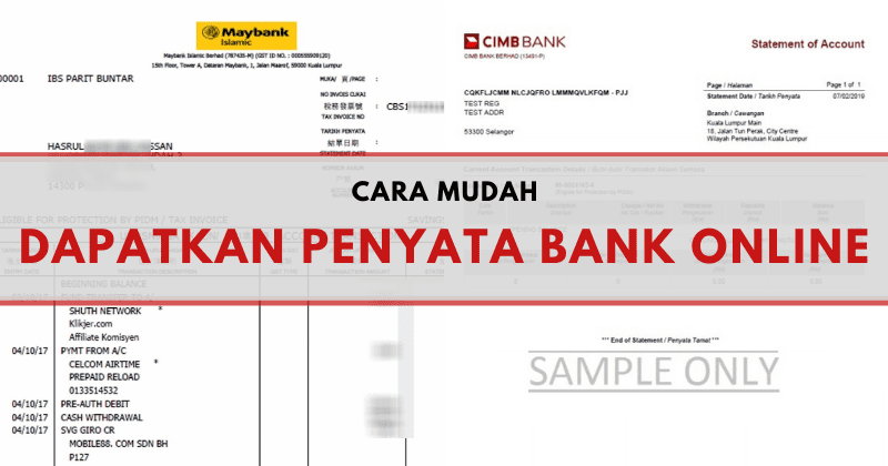 Nak Dapatkan Penyata Bank Tak Perlu Pergi Bank Buat Online Pun Boleh