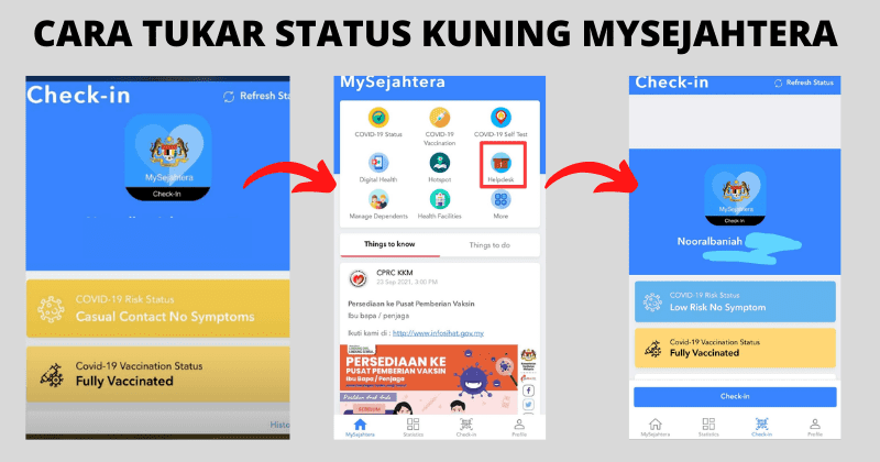 Status mysejahtera kuning