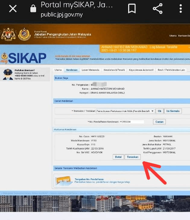 Nama secara kereta tukar online cara tukar nama